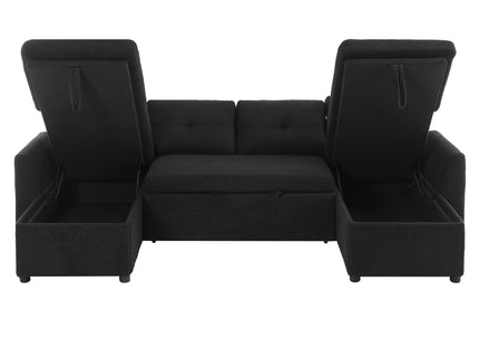 U-Shaped Sectional Sofa Bed With Storage And USB Ports