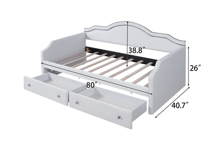 Upholstered Daybed With LED Lights And 2 Drawersme