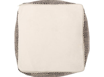 Barracuda - Handcrafted Cotton Pouf With Chevron Pattern - Brown / Beige