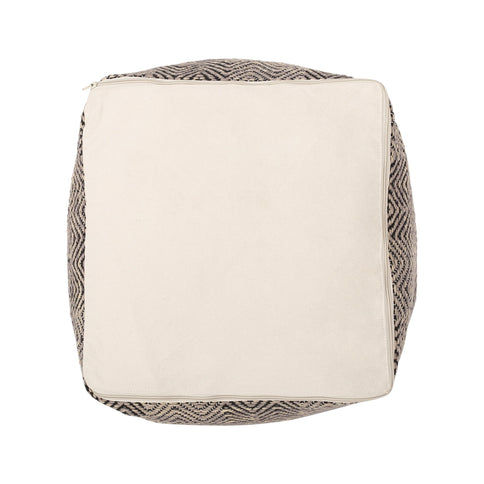 Barracuda - Handcrafted Cotton Pouf With Chevron Pattern - Brown / Beige
