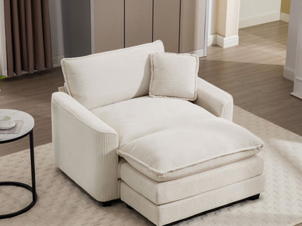 Classic Modern Comfortable Single Chair Deep Seat Sofa With Footstool
