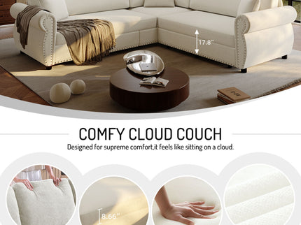 L-Shaped Sofa Couch With Pull-Out Bed