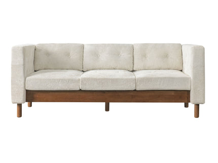 3 Seater Sofa With Square Arms, Tufted Pillow Back For Living Room