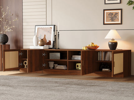 78" TV Stand For TVs Up To 85", Media Console, Adjustable Shelves - Walnut