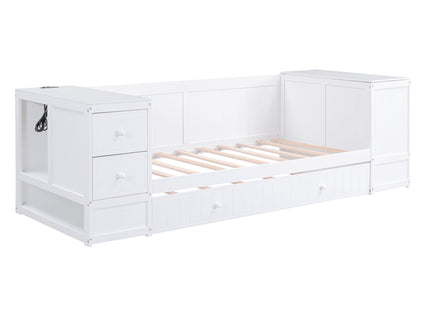 Daybed With Storage Arms, Trundle And Charging Station