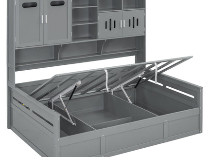 Daybed With All-In-One Cabinet And Shelf