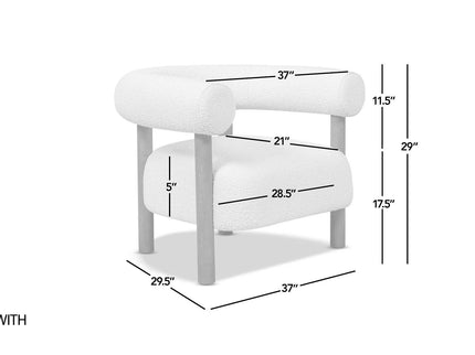 Fuji - Mid Century Modern Barrel Accent Arm Chair - Ivory White