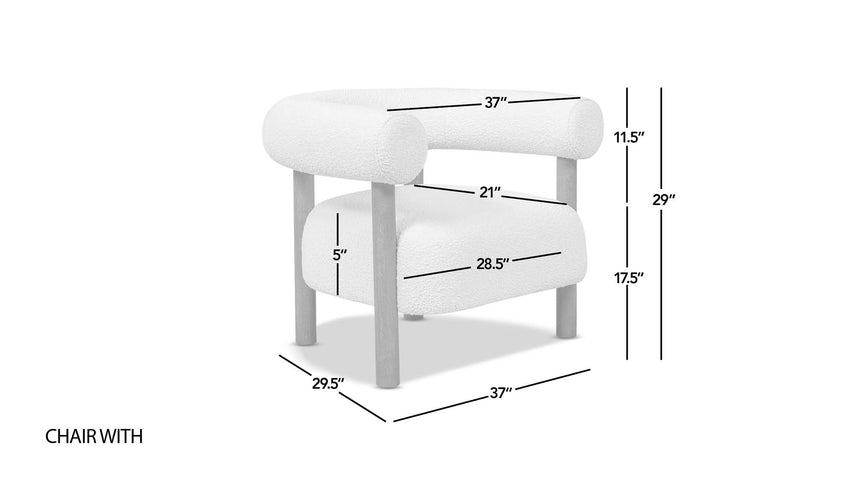 Fuji - Mid Century Modern Barrel Accent Arm Chair - Ivory White