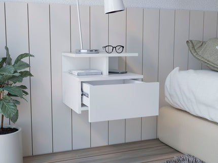 Flopini - Floating Nightstand With 1 Drawer, Compact Size - White