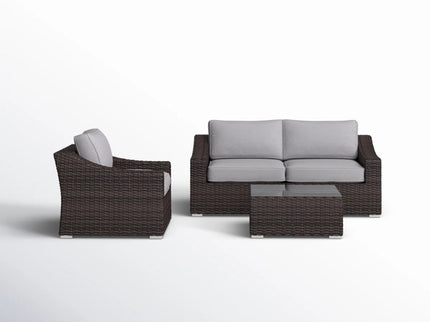Outdoor Wicker Conversation Set With Cushions, All Weather