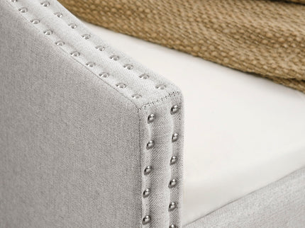 Upholstered Tufted Daybed With Drawers, Waved Arms