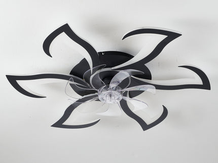 Flower Ceiling Fan With LED Dimmable Light, Flush Mount Ceiling Fan With Remote Control, Low Profile Design, 6 Speeds, Timing Function