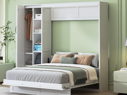 Murphy Wall Bed With Shelves, Wardrobe And LED Lights