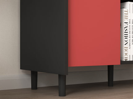 Modern Sideboard Buffet Cabinet With Doors And Unique Panel Styling