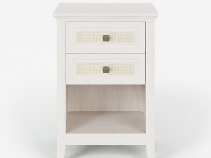 Nightstand With 2 Drawers & Shelf - White