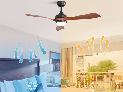 Ceiling Fan With 3 Blades, Remote Control, Reversible DC Motor, Noiseless Operation, 3 Downrods