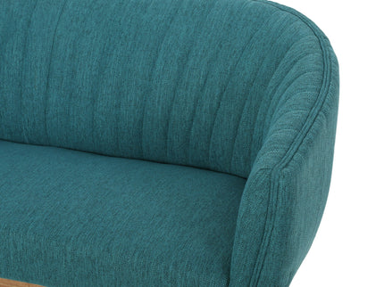 Mid Century Modern Loveseat With Channel Stitched Backrest