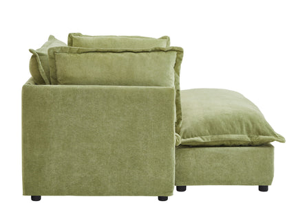 Modern Cozy Upholstered Armchair Sofa With Movable Ottoman