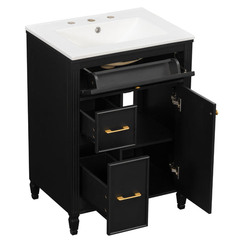 Freestanding Bathroom Vanity With Sink, Soft Close Door, Tip Out Drawer