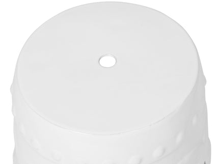 Elegant Glazed Ceramic Drum Stool Indoor / Outdoor Side Table Accent Garden Stool - White
