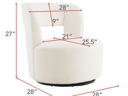 Swivel Comfy Round Barrel Chair With Soft Teddy Fabric For Living Room