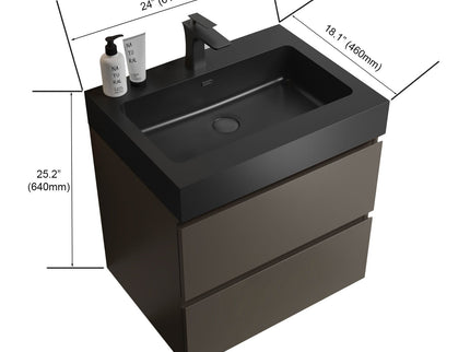 Alice - Bathroom Vanity With Sink, Large Storage Wall Mounted Floating Bathroom Vanity For Modern Bathroom, One-Piece Sink Basin Without Drain And Faucet