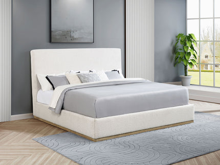Talbot - Eastern King Platform Bed With Elevated Headboard - Cream