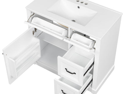Modern Bathroom Vanity With Sink, 4 Drawers, Soft-Close Door, Adjustable Shelf