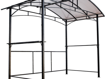 Grill Gazebo 8X5Ft, Outdoor Patio Canopy, Bbq Shelter With Steel Hardtop And Side Shelves - Black