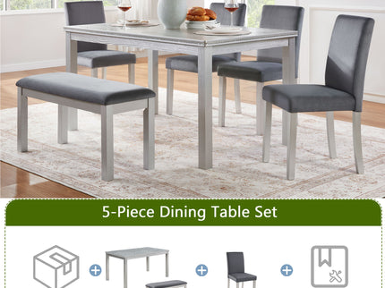Dining Table Set, Table With A Rectangular Table And Upholstered Chairs