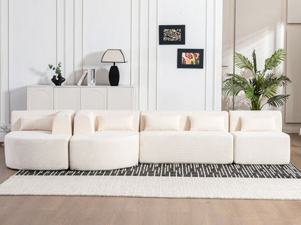 Upholstered Sofa Free Combined Sofa Couch With 2 Chaise Lounge And Five Back Pillows For Living Room
