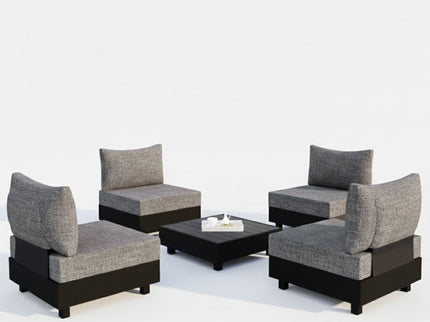 Patio Sectional Set With Modular Armless Chairs And Coffee Table - Gray