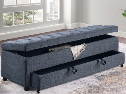 Storage Ottoman With Tufted Seat And Underseat Drawer