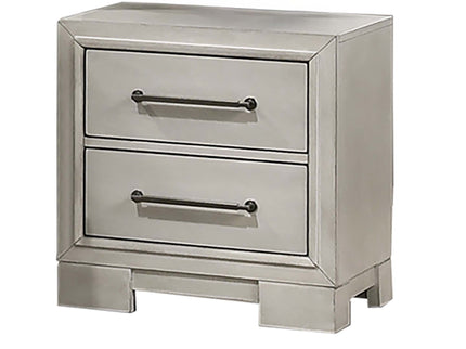 Nightstand With Square Legs And Sleek Handles - Antique White