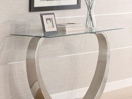 Lana - Satin Glass Top Base Console Table - Silver