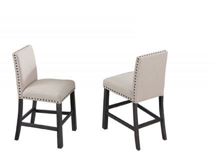 Upholstered Counter Dining Chair, Nailhead Trim (Set of 2) - Natural