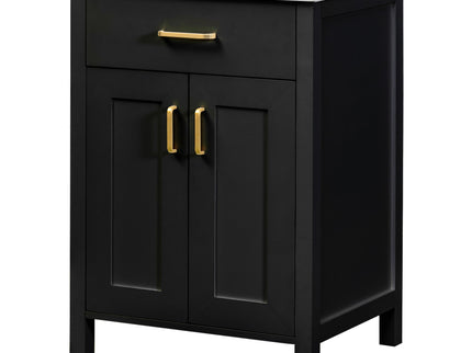 Modern Bathroom Vanity With Ceramic Sink, Soft-Close Doors, Flip Drawer, U-Shaped Shelves, Elegant Storage Solution