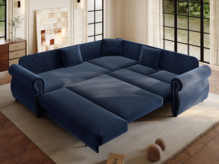L-Shaped Sofa Couch With Pull-Out Bed