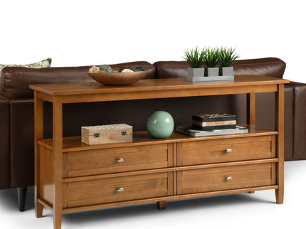 Warm Shaker - Wide Console Sofa Table - Light Golden Brown