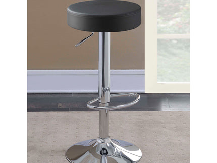 Adjustable Hydraulic Bar Stool With Base And Padded Seat - Black / Silver