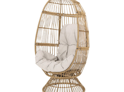Patio Swivel Basket Egg Chair With Cushion