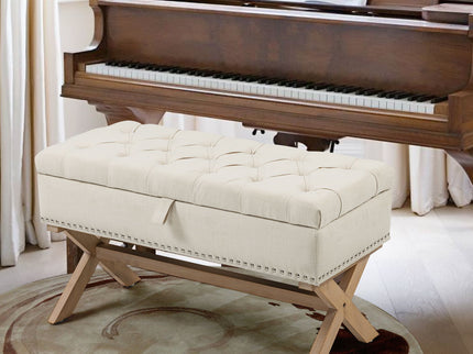 Storage Ottoman, Button-Tufted Ottoman Storage Bench, Ottoman With Storage