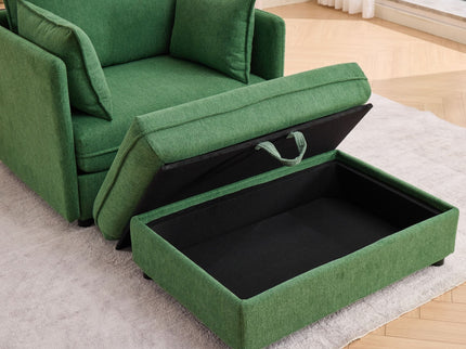 Oversized Deep Seat Accent Chair With Matching Storage Ottoman & Throw Pillows