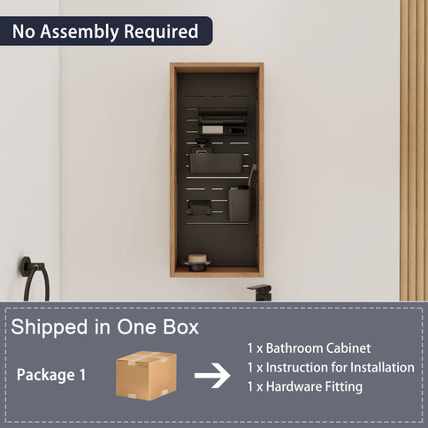 Wall Mounted Storage Cabinet With 4 Diy Accessories - Imitative Oak