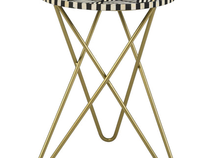 Top Accent Table With Mosaic Design, Circular Tabletop - Gold