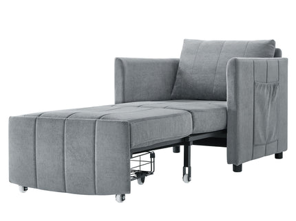 Upholstered Convertible Sleeper Sofa With 5 Position Backrest, Side Pockets, Storage