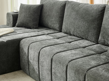 L - Shaped Sectional Sofa With Cup Holders & Side Pockets