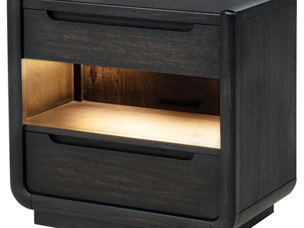 Bangor - 2 Drawer LED Nightstand With USB - Black