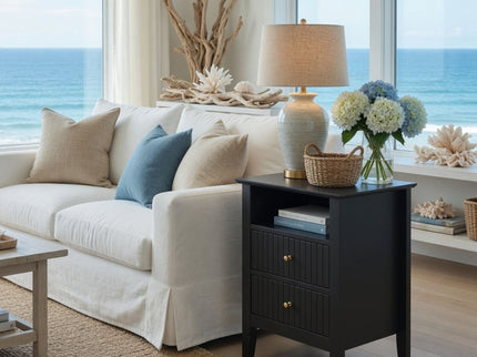 Fluted Nightstand With 2 Drawers