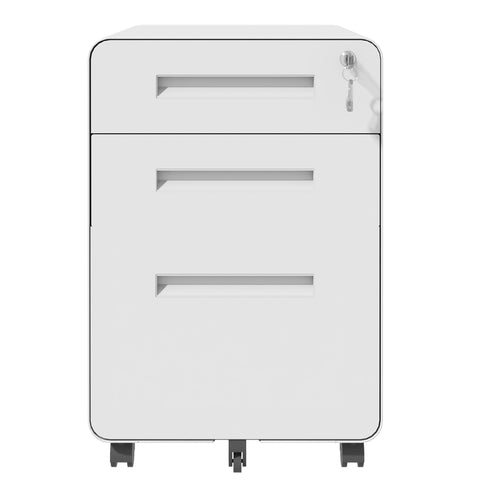 3-Drawer Mobile File Cabinet With Lock, On Casters, Holds A4/Letter Files